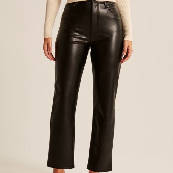 Abercrombie & Fitch Pants - Abercrombie & Fitch Curve Love Vegan Leather Ankle Straight Pant, Size 30